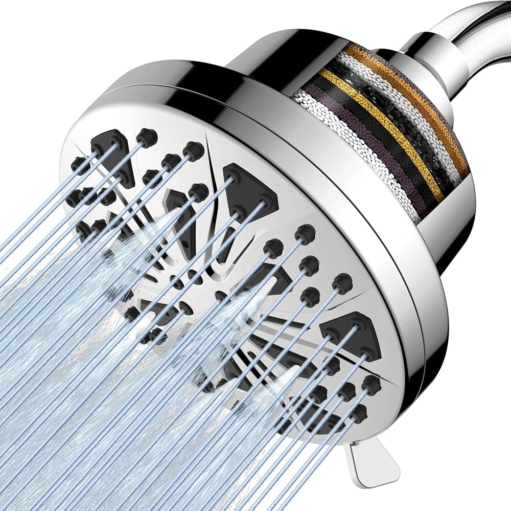 Voolan Filtered Shower Head 8 Spray High Pressure 15-Stage Water Filter