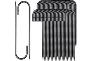 MSWY 12 Inch Rebar Stakes 50 Pack J Hook Ground Stakes Heavy Duty Chain Link Fence Stakes Galvanized Anchors Metal Tent Stakes for Wire Fencing Concrete Forming Trampolines Camping Canopies Shed Swing