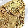 Creativesugar Craft Material Metal Sequin Mesh Fabric Cuttable for Clothing Bag Making Party Shoes Decorations (Gold Sequins)