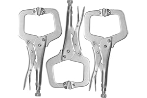 KEILEOHO 3 PCS 11 Inch C Clamp Locking Pliers with Swivel Pads, Heavy Duty Locking Pliers, Woodworking Clamps Set, Adjustable