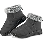 Alicegana Winter Snow Boots for Women: Comfortable Warm Fur Lined Anti Slip Winter Shoes Waterproof Slip On Walking Outdoor Ankle Booties