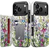 Goodon for iPhone 17 Pro Case Wallet - Flip Folio Leather Cover with Trendy Floral Design, 3 Card Slots & Kickstand Function, Stylish Protective Phone Case for Women and Girls - Blooming Wildflowers