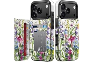 Goodon for iPhone 17 Pro Case Wallet - Flip Folio Leather Cover with Trendy Floral Design, 3 Card Slots & Kickstand Function, Stylish Protective Phone Case for Women and Girls - Blooming Wildflowers
