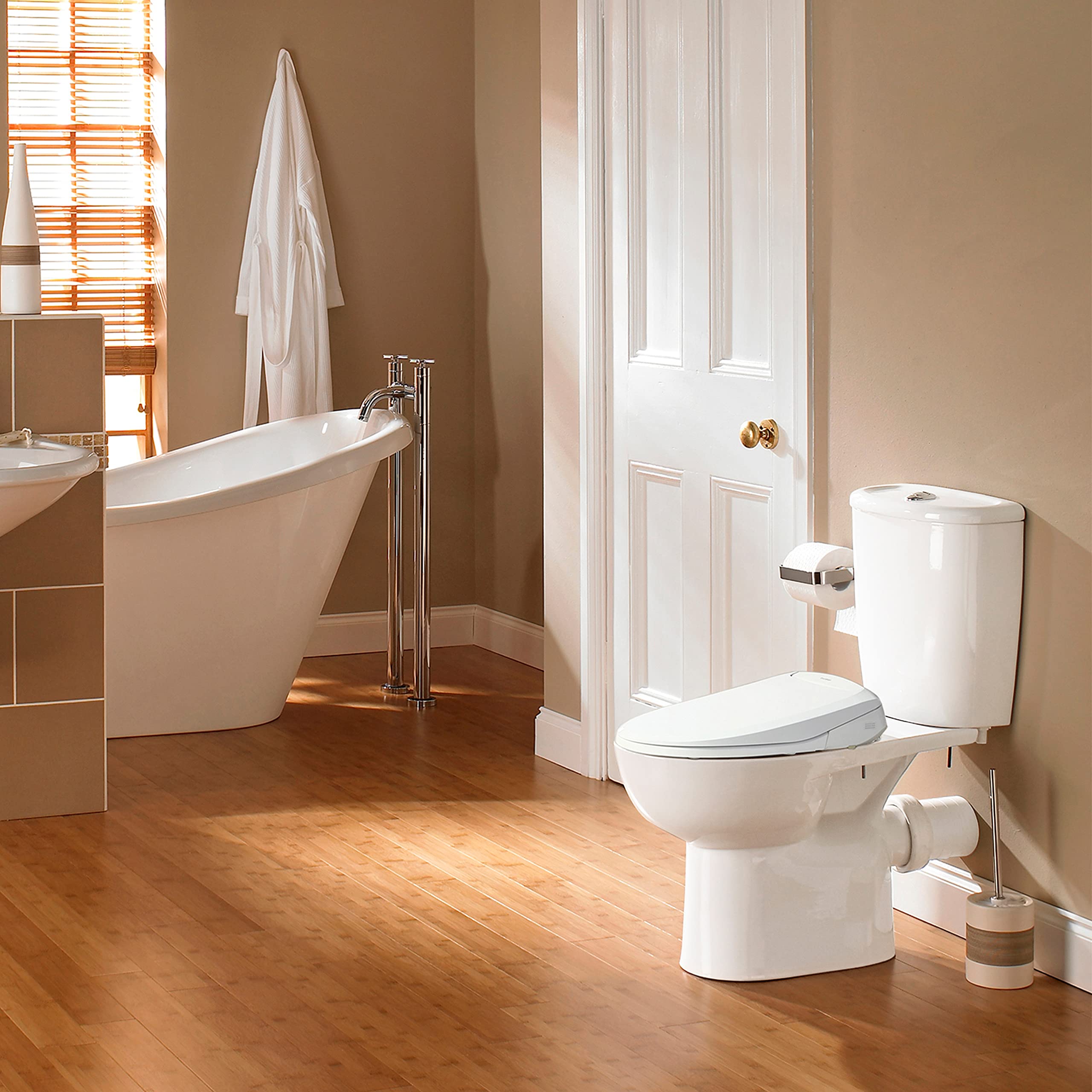 SmartBidet® SB-110 Electric Smart Bidet™ Seat for Elongated Toilets with Control Panel, Stainless Steel Nozzle with Removable Nozzle Cap, Child Wash Function, Slim and Strong Design