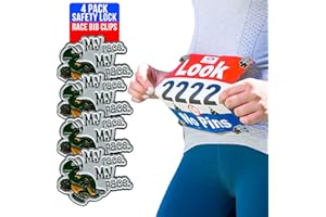 BibBoards bibSNAPS Metal Enamel Event Clips - Snap & Lock, Non-Magnetic Race Bib Holder for Runners, Safety Lock Race Clips for Marathon or Triathlon, Number Holder - 4 Pack (My Race My Pace Turtle)