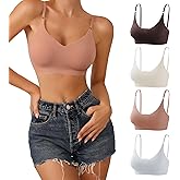 DEANGELMON V Neck Bra Padded Seamless Adjustable Straps Bralettes Everyday Basic Sleeping Bras Multiple Pack