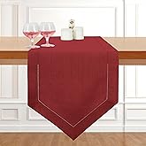 D'Moksha Homes Red Linen Table Runner 72 Inches Long - 100% Pure Linen Diamond Table Runner 14 x 72 Inch for Dining, Mothers Day, Spring - Machine Washable