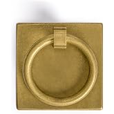 Hardware Philosophy HP Ring Plate Brass Pulls, 2-Pack, 2.4 in | Ring Plate solid brass pull is welded to resist breaking, ideal for large drawers; set of 2 includes washer and screws