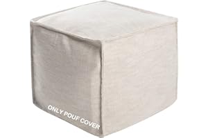 idee-home Unstuffed Pouf Cover, Storage Bean Bag Cubes, Ottoman Pouf Foot Rest Footstool, Solid Square Pouf, 17.7"x17.7"x15.7", ONLY Cover