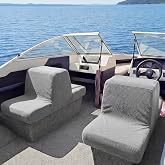 CrystalSylara 2 Sets Back to Back Boat Seat Covers for Boat Lounge, Gray | Replacement Boat Lounge Seat Covers, Microfiber Soft Stretchable Fabric for Protector Marine Lounge Bench