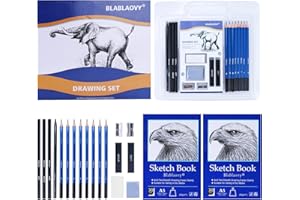 BLABLAOVY Art Supplies Drawing Pencils, Drawing Kit with 2 Sketch Book, Sketching Pencils, Graphite Pencils, Charcoal Pencils, Art Kit for Artists Adults Teens Beginner Kid, Drawing Pencils for Sketching