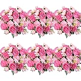 AUMVEYI 6 Pcs Peonies Artificial Flowers Bulk, Blush Pink Silk Peonies Fake Bouquet for Floral Centerpieces, Red Realistic Faux Peony Flower for Flower Arrangements Wedding Decoration vase