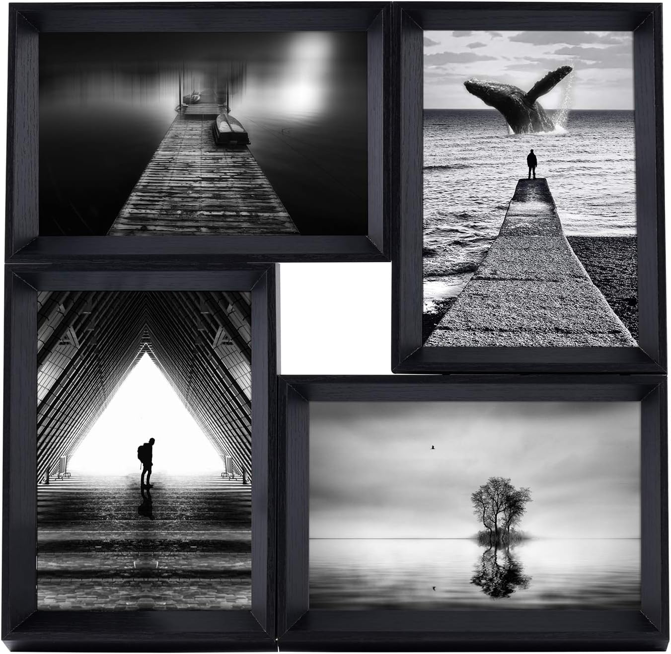 Makitesy Multi Photo Picture Frames for 4 (4”x6”) Photographs, Black ...