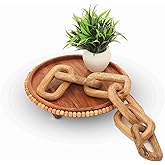 ANONYO Boho Wooden Link Decor for Coffee Object for Coffee Table & Shelf Knot Sculpture, Farmhouse Rustic Shelf Natural Wood Chain Links for Living Room, Entryway, Console,Office Home Accent