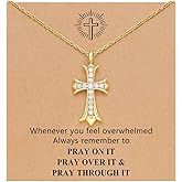 DJWJFJEN Silver/Gold Cross Pendant Necklace for Women Girls Religious Easter Confirmation Baptism Christian Gifts