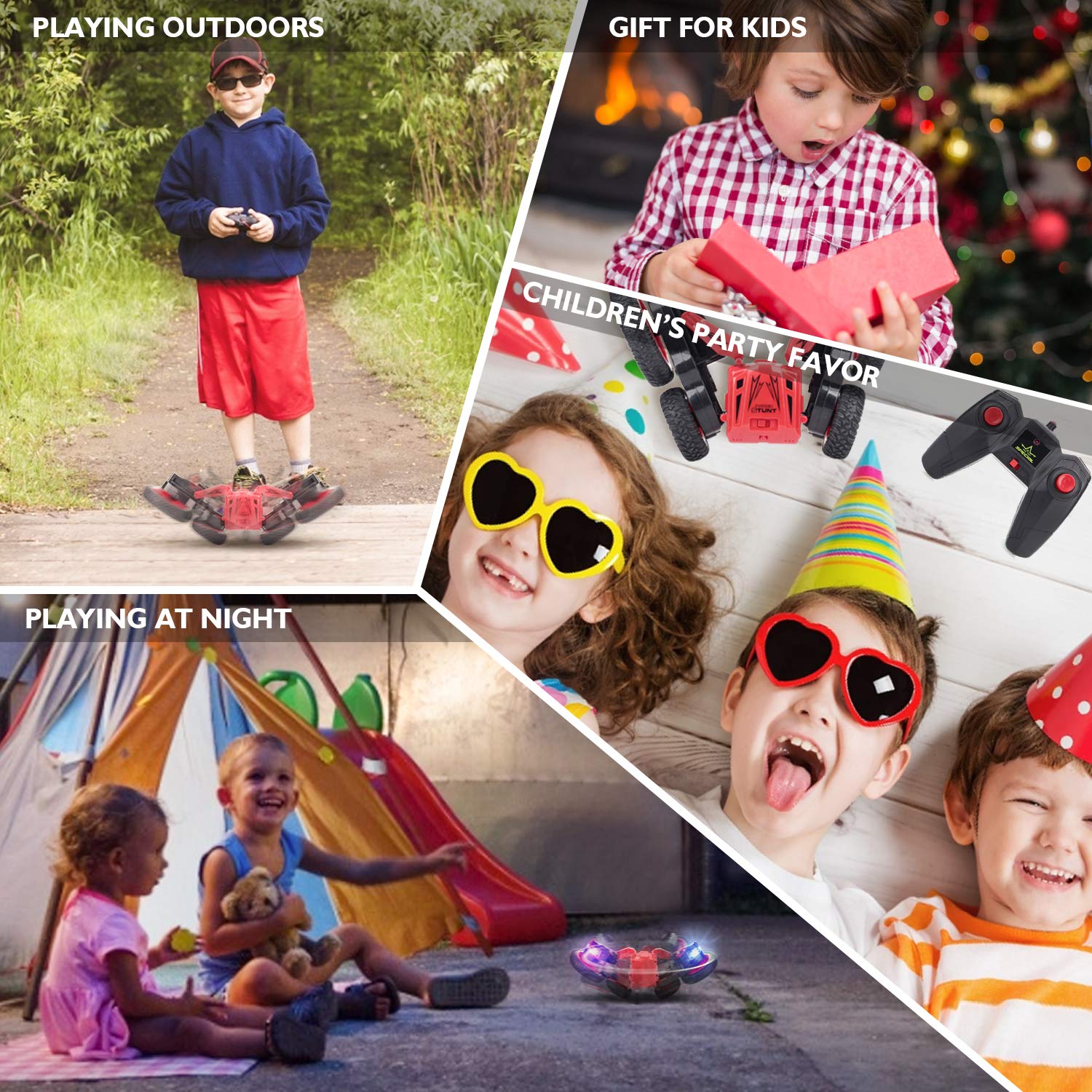 Peradix Stunt RC Car,1:24 Escala Coche Teledirigido 4x4 Doble Lado Rotación de 360 Grados RC Coche Electricidad Duradera 2.4GHz Stunt RC Juguetes Regalos para Niños Adulto