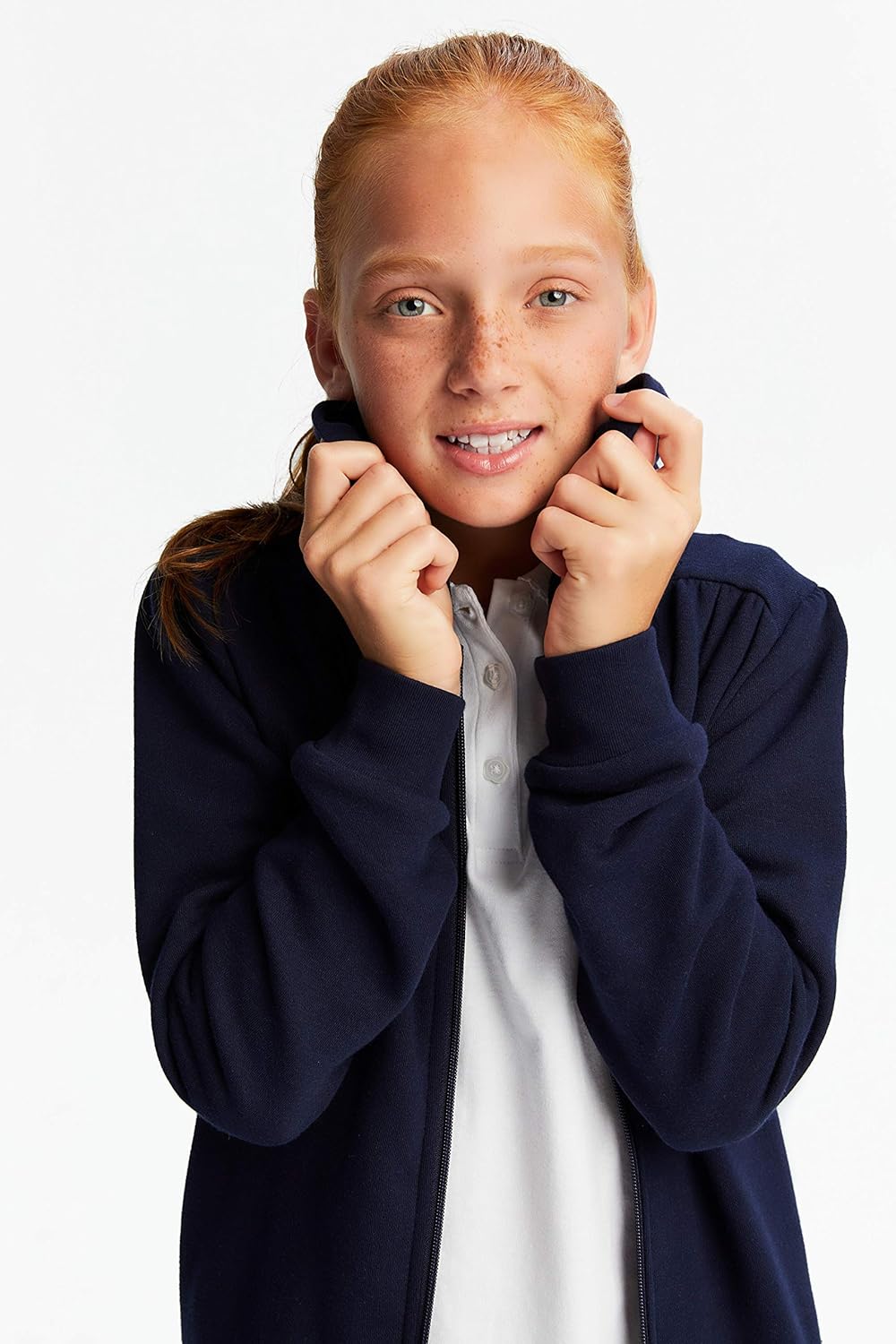 French Toast Girls' Zip Front Fleece Hoodie: Clothing