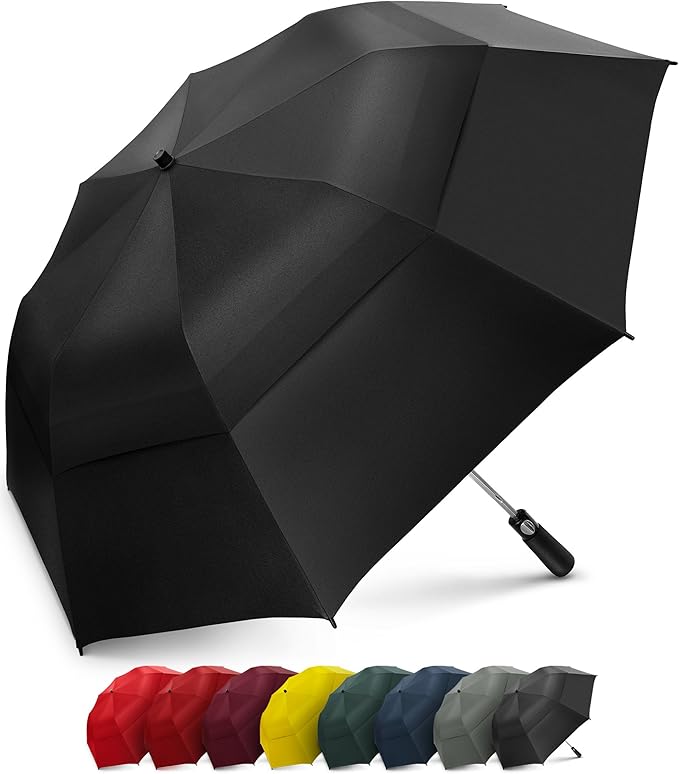 EEZY Folding Golf Umbrella 58inch Extra Large Windproof Double Canopy