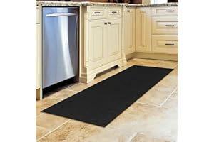 OTTOMANSON Machine Washable Modern Solid Design Non-Slip Rubberback 2x5 Traditional Runner Rug for Hallway, Kitchen, Bedroom, Entryway, 20" x 59", Black