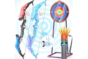 HOLIBIBE 2 Pack Upgraded Kids Bow and Arrow Sets with Sound Effects&Color-Changing LED Flash Lights, Achery set for 4 5 6 7 8 9 10 11 12 Year Old, Indoor Outdoor Toys for Ages 5-7 8-13 Boys Girls(Blue&black)