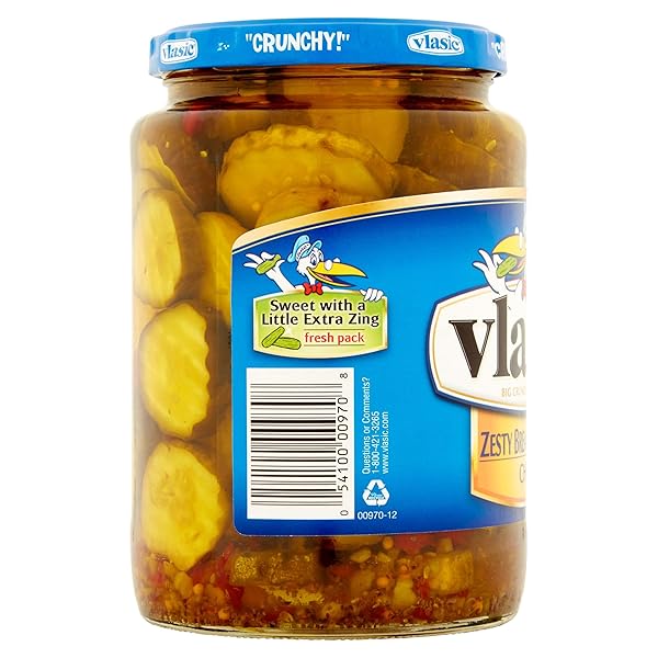 VLASIC ZESTY BREAD & BUTTER PICKLE CHIPS 24OZ GLASS JAR (PACK OF 2)