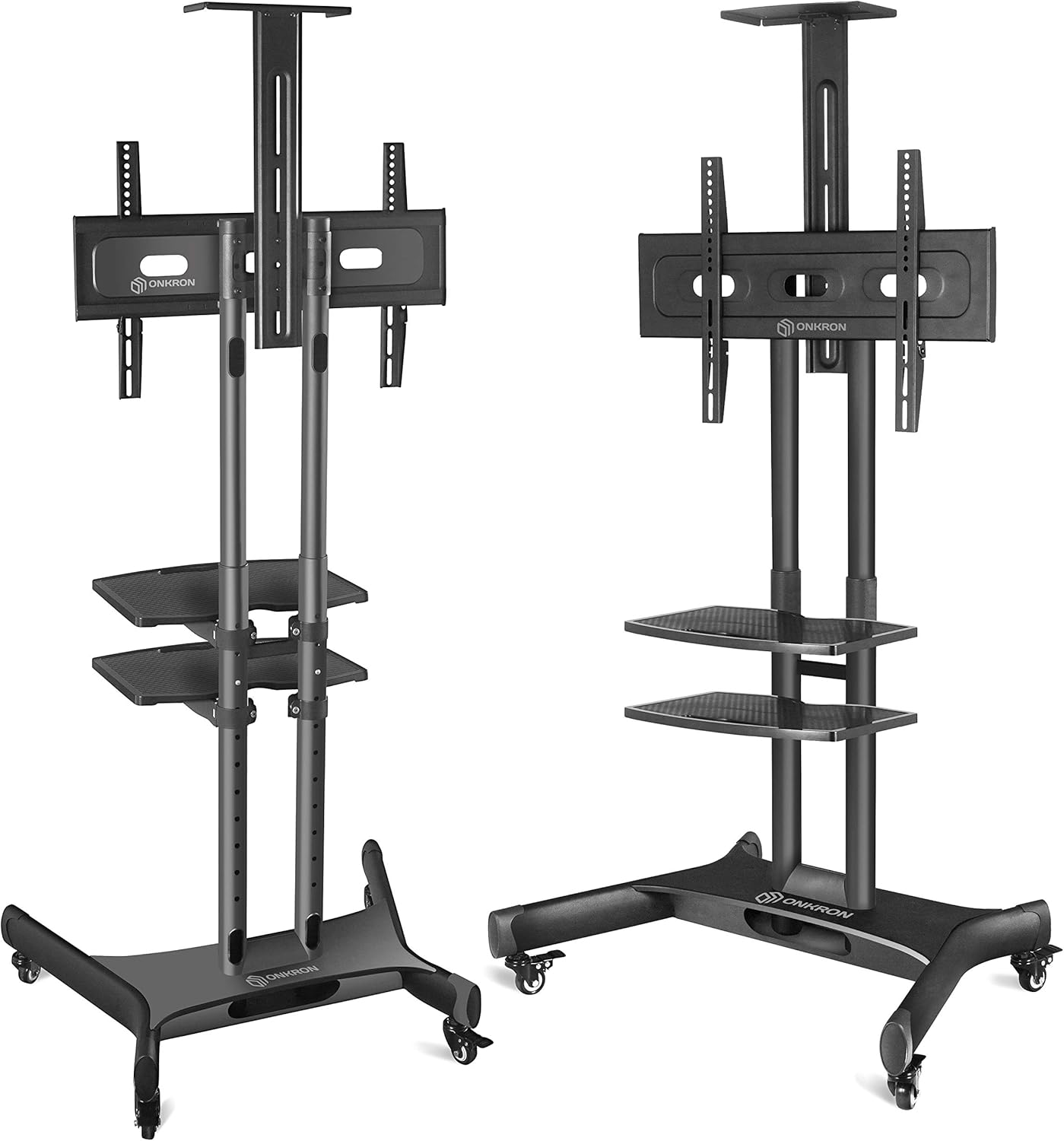 ONKRON Mobile TV Stand TV Cart with Wheels & 2 AV Shelves for 32” – 65 inch LCD LED OLED Flat Panel Plasma Screens up to 100 lbs Black TS1552: Electronics
