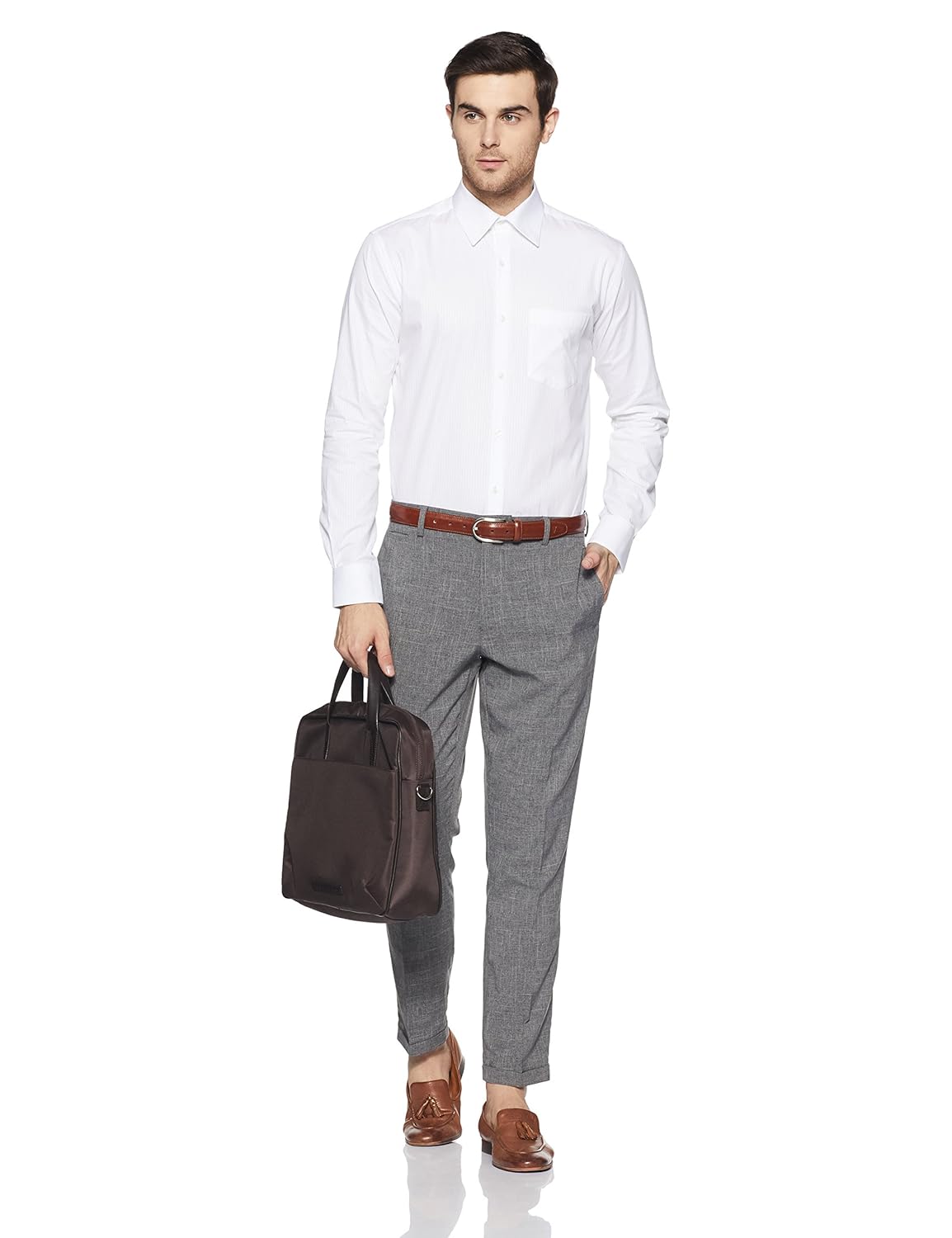 park avenue men's striped slim fit formal shirt