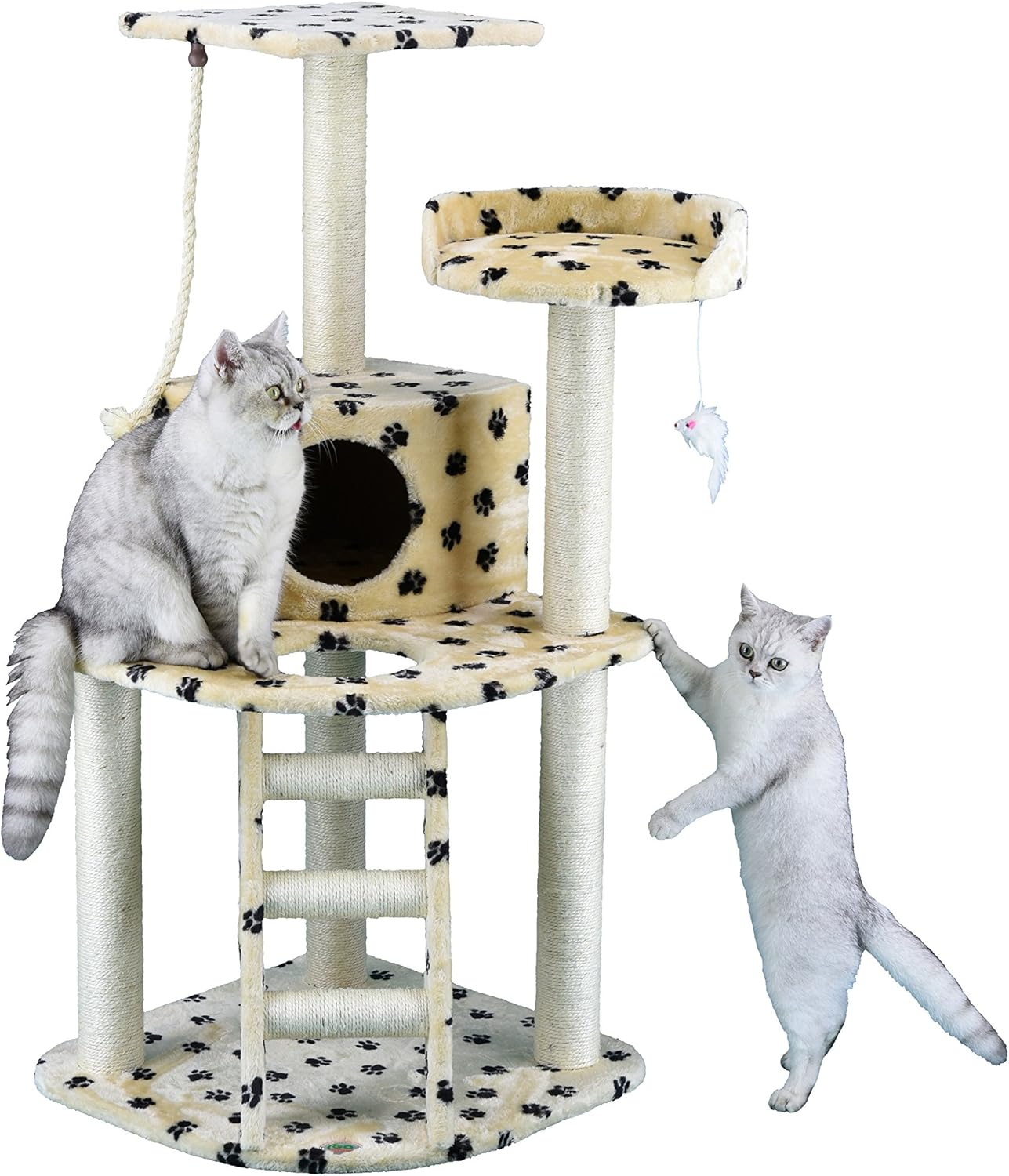 Go Pet Club Cat Tree Condo House, 32W x 25L x 47.5H Inches, Beige : Cat Houses And Condos : Pet Supplies