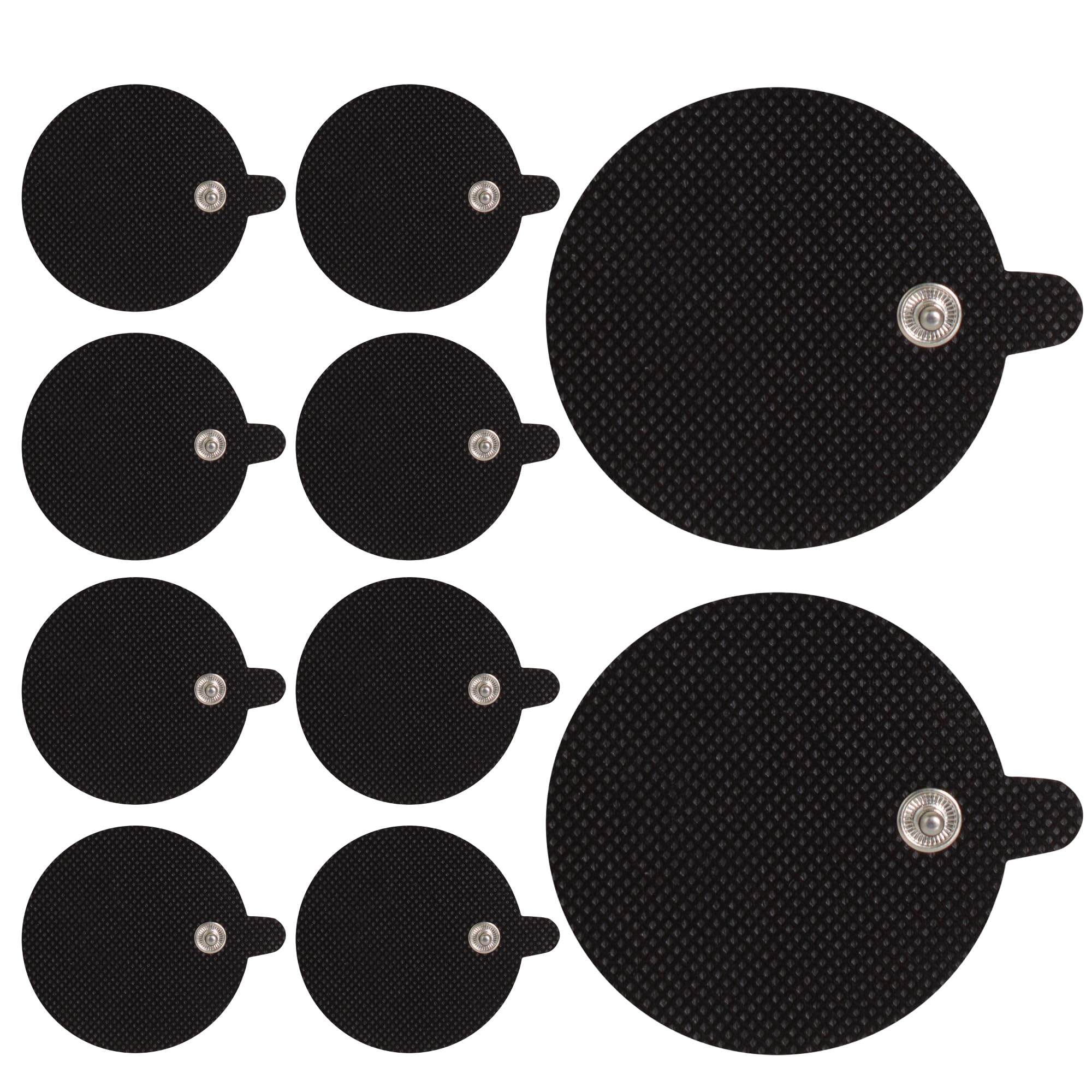 Med-Fit TENS Electrodes - 60mm Round Stud Replacement Pads - Pack of 8 TENS Pads in Total (Black, 6 cm Round)