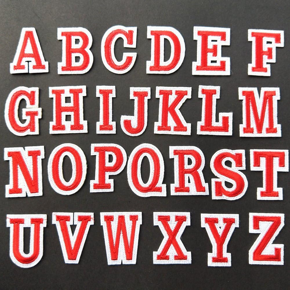 26pcs Embroidery 26 English Letters Patches Iron On/Sew On Applique for Clothes Backpacks T-Shirt Jeans Skirt Vests Scarf Hat Bag (Style 2)