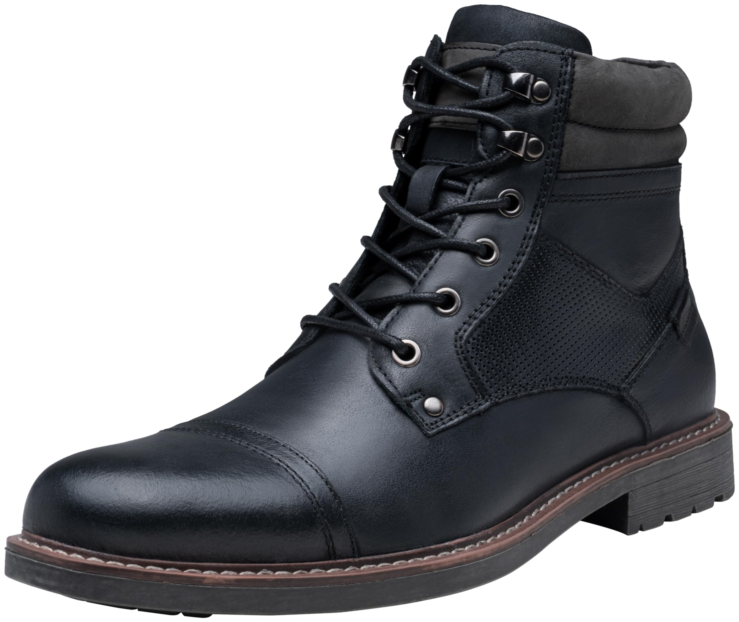 Photo 1 of Jousen Mens Boots Leahter Retro Dress Boot Cap Toe Casual Motorcycle (AMY8194 Black 10)