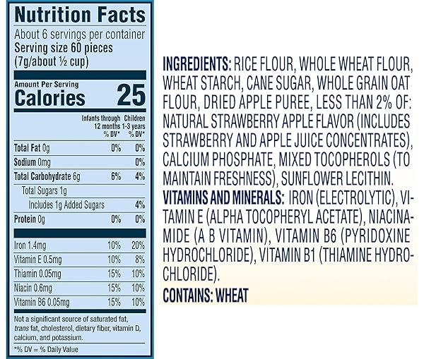 GERBER STAGE 3 BABY SNACKS, STRAWBERRY APPLE PUFFS, PUFFED GRAIN SNACK, BABY LED FEEDING, IRON & CHOLINE, STRAWBERRY APPLE PUFFS SNACKS