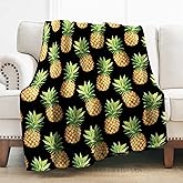 Levens Pineapple Blanket Gifts for Women Girls Mom, 50"x60" Tropical Fruits Pineapple Throw Blanket Decoration for Home Bedroom Living Room Chair Office, Soft Comfort Lightweight Throw Blankets Black