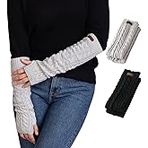 Brook + Bay Arm Warmers Women Men - Fingerless Long Arm Warmer - Knit Armwarmers with Thumb Hole - Fingerless Long Gloves - Stay Warm and Cozy with Extra Thick Cable Knit Design