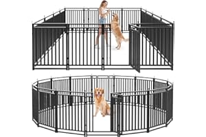 Petorldog Dog Fence Outdoor for Yard Dog Playpen Indoor 40" Height 16 Panels Portable Puppy Playpen Dog Kennel for RV Camping(Black-Silver)