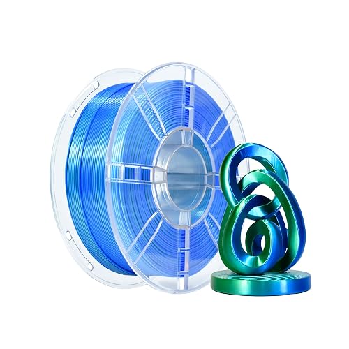 iBOSS Dual Color Silk Blue Green PLA Plus Co-Extrusion 3D Printing Filament, Shiny Sapphire Blue Lime Green 2 Colors in 1 3D PLA, 1KG 2.2lbs 1.75mm+/-0.02mm Silk PLA+ Filament(Silk Blue&Green)