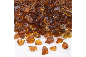 Mr. Fireglass Crushed Fire Glass for Natural or Propane Fire Pit Fireplace and Landscaping,10 lb High Luster Amber