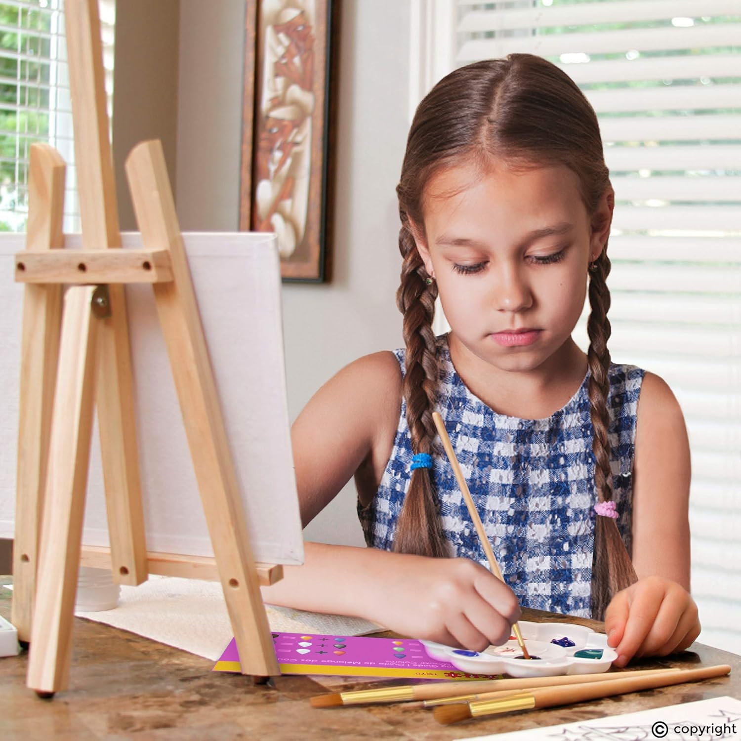 ETI Toys, 26 Piece Kids Art Painting Set with Wood Easel, 6 Princesses and Castles Themed Canvases, 12 Color Acrylic Paints, 5 Paint Brushes, Palette. Arts Studio for Artist Children Ages 6+ Years: Kitchen & Dining