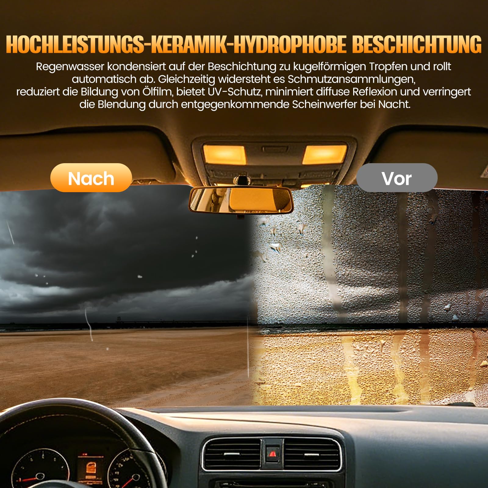 2 in 1 Scheibenreiniger & Scheibenversiegelung Auto Kit,Glasreiniger Auto Entfernung von Fett und Schmutz auf Glas-Quick Effect Coating Agent Regenabweise Scheibenversiegelung mit Abperleffekt 4