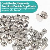 Trimming Shop Double Cap Rivets 10mm x 9mm Silver Tubular Metal Studs view 4