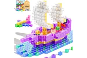 Apluses 64PCS Magnetic Blocks Building Toys - Transparent Rainbow Magnetic Cubes Set, Outdoor Sensory Autism STEM Toys Gifts for Kids Aged 3+ Year Old Boys & Girls