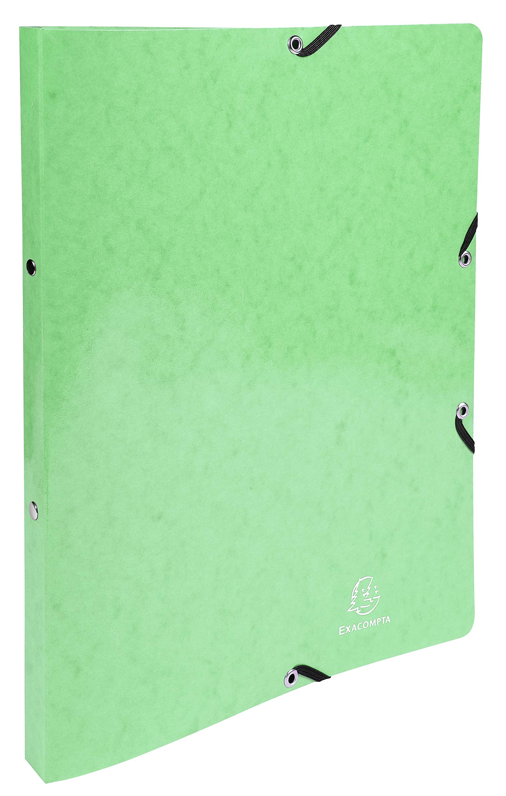 Exacompta - ref. 54893E - 1 coated glossy card binder with rubber bands - 2 round rings 15mm diameter - 20mm spine - External dimensions: 32x25 cm - A4 file size - Colour: anise green