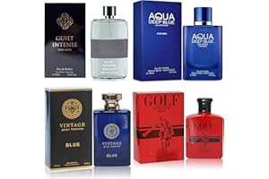 AFLUXE Cologne for Men Set 4 Combo Sets(Vintage Blue,Golf limited red,Aqua Deep Blue,Guilt Intense) Eau De Parfume/Toilette Natural Spray Each 100ML Men Perfume Long Lasting Fragrance for Daily Use