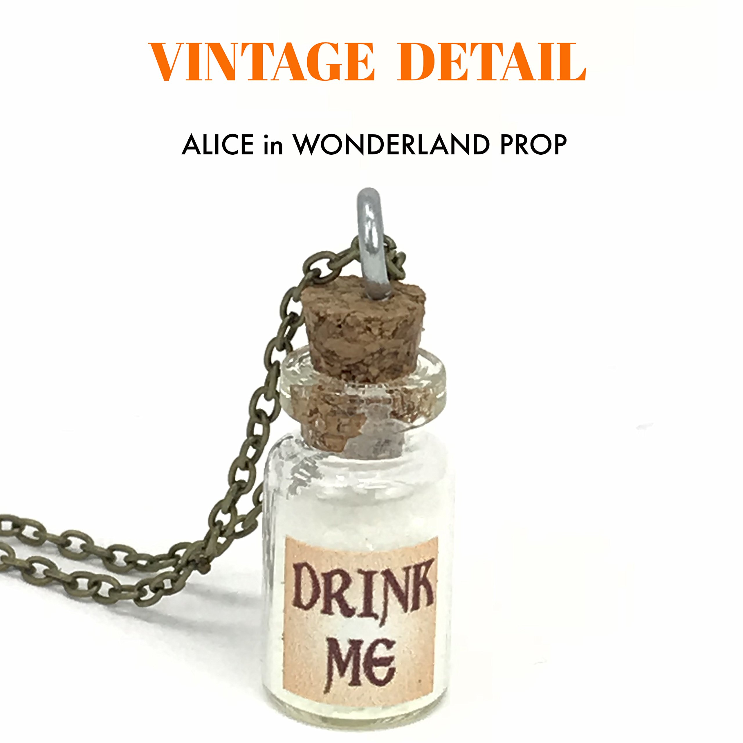 UMBRELLALABORATORY Alice in Wonderland Fairy Glow in The Dark Kawaii Necklace-Drink me handmade label sticker