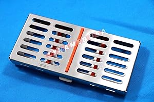 SYNAMED USA German Stainless Dental Autoclave Sterilization Cassette Rack Box Tray for 7 Instrument Orange
