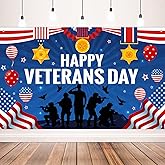 Happy Veterans Day Banner Backdrop for Veterans Day Decorations, 71x43inch