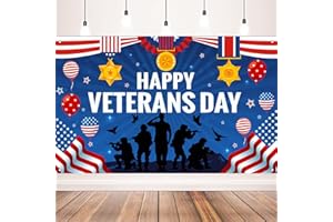AUSHENKE Happy Veterans Day Banner Backdrop for Veterans Day Decorations, 71x43inch