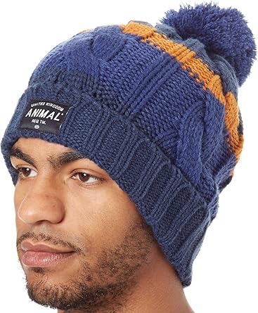 navy blue knitted bobble hat