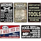 5 Pack Garage Signs Man Cave Decor For Men Vintage Metal Tin Sign Funny Garage Signs Mechanic Gifts Car Wall Decor Poster Retro Mens Room Decor Auto Shop Decoration Man Cave Signs For Men 12x8 Inch