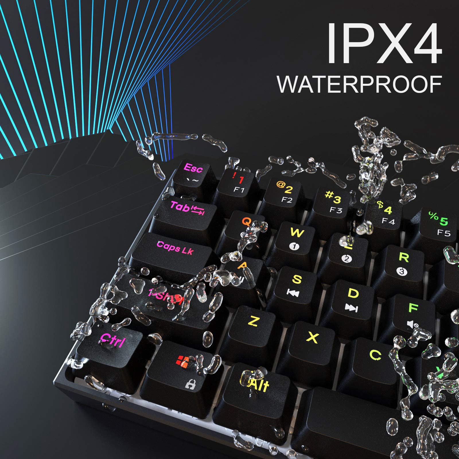 DIERYA DK61E 60% Mechanical Gaming Keyboard, RGB Backlit Wired PBT Keycap Waterproof Type-C Mini Compact 61 Keys Computer Keyboard with Full Keys Programmable (Gateron Optical Red Switch)